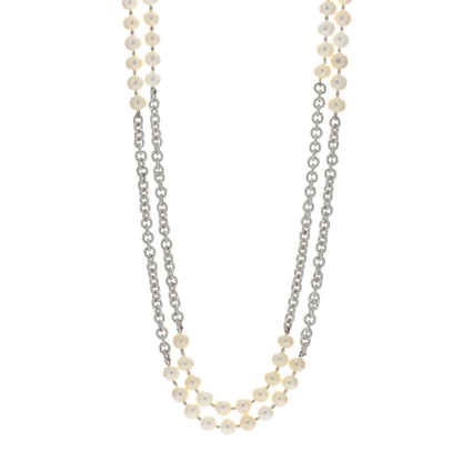David Yurman Sterling Silver Pearl 8-8.5mm Long Chain Necklace 50" 1 of 4