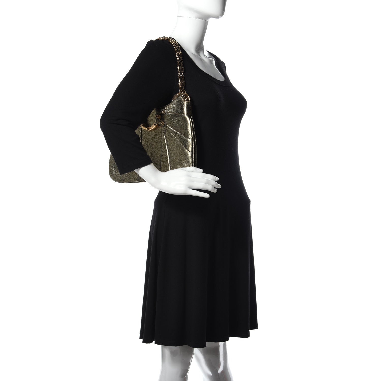 Gucci Bamboo Chain Tom Ford Shoulder Bag Metallic 2 of 9