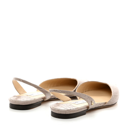 Jimmy Choo Crocodile Embossed Slingback Flat 37 Beige 4 of 8