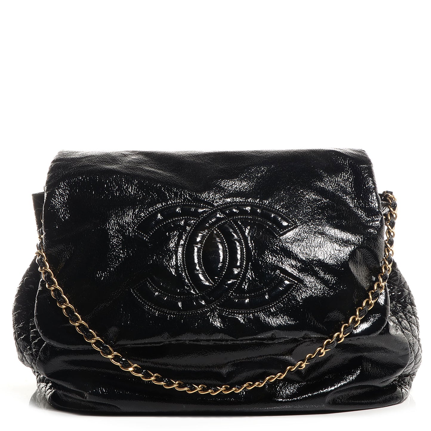Vinyl Rock and Chain Large Flap Black