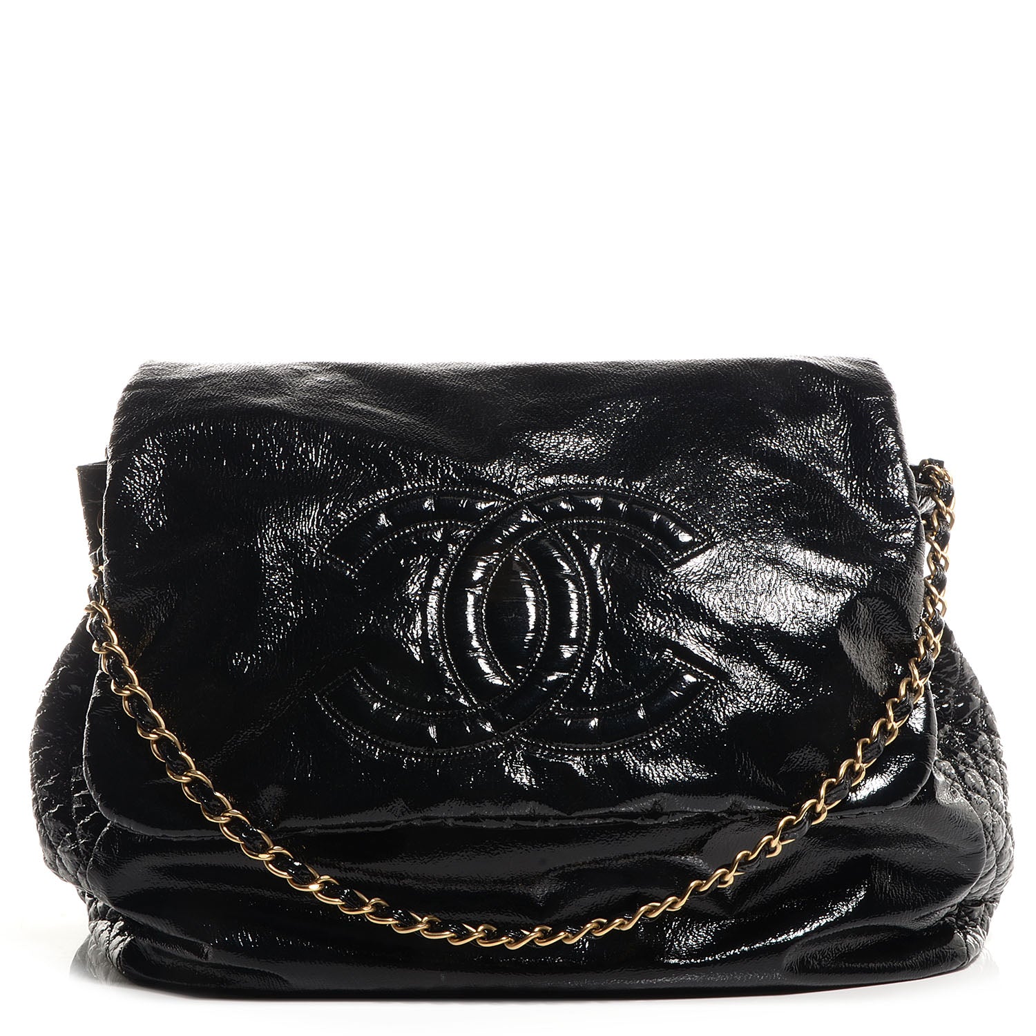 Chanel Vinyl Rock and Chain Large Flap Black 1 of 7