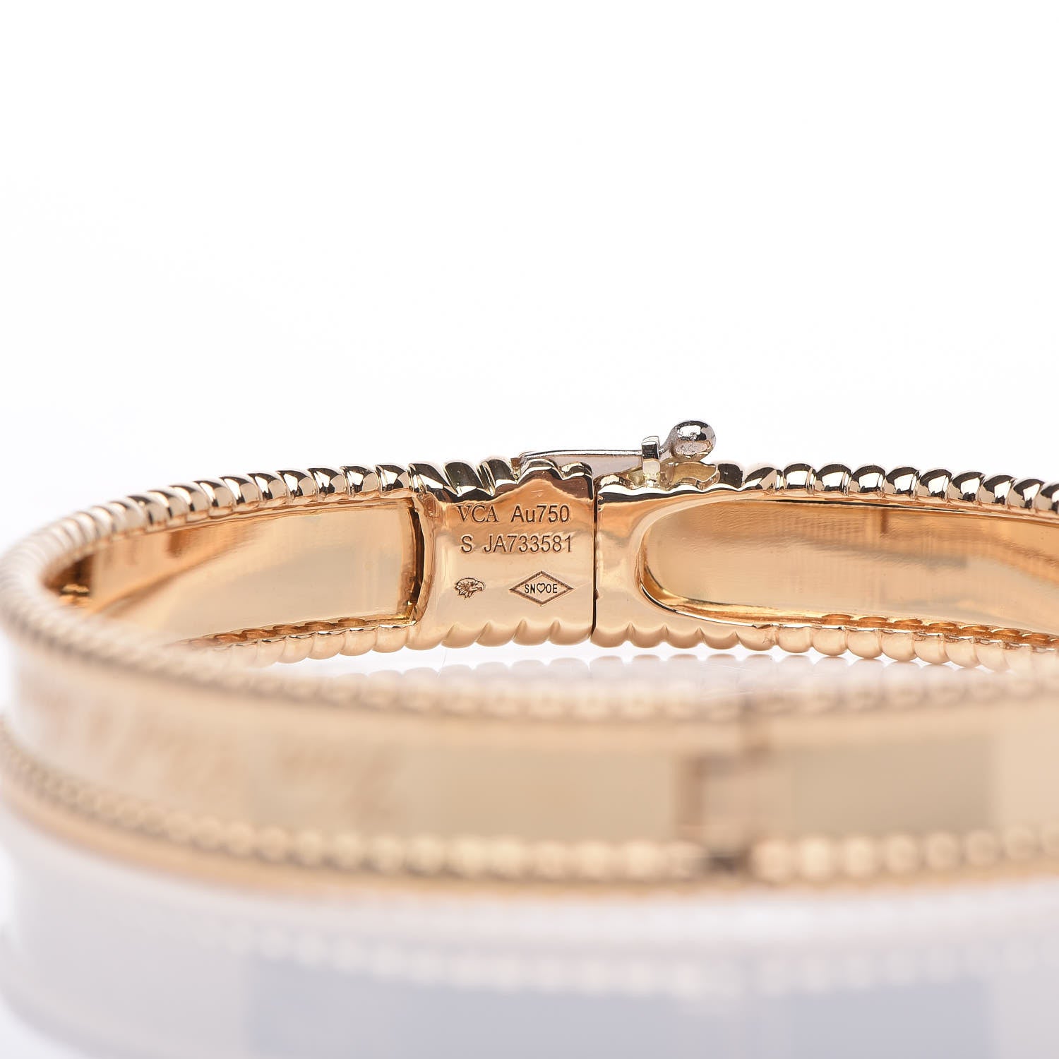 Van Cleef & Arpels 18K Yellow Gold Perlee Signature Bangle Bracelet S 5 of 8