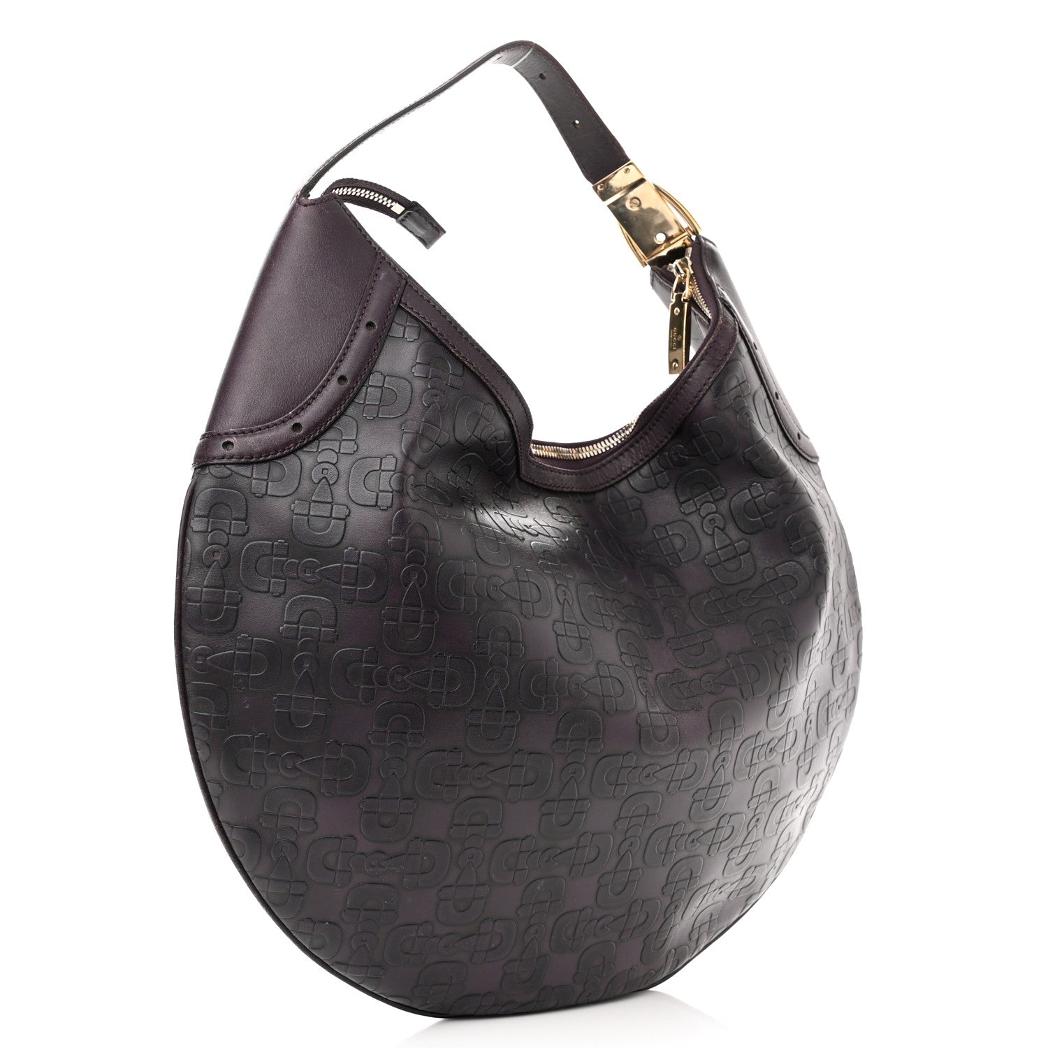 Gucci Calfskin Horsebit Embossed Glam Hobo Burgundy 3 of 17