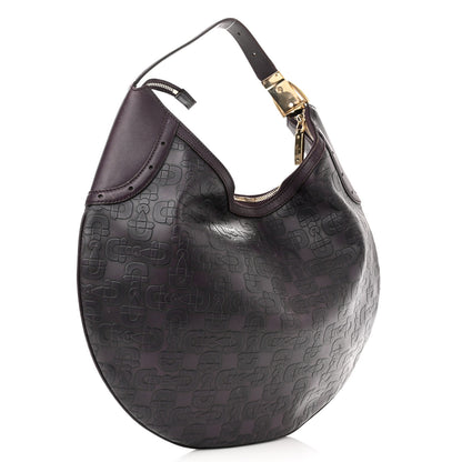 Gucci Calfskin Horsebit Embossed Glam Hobo Burgundy 3 of 17