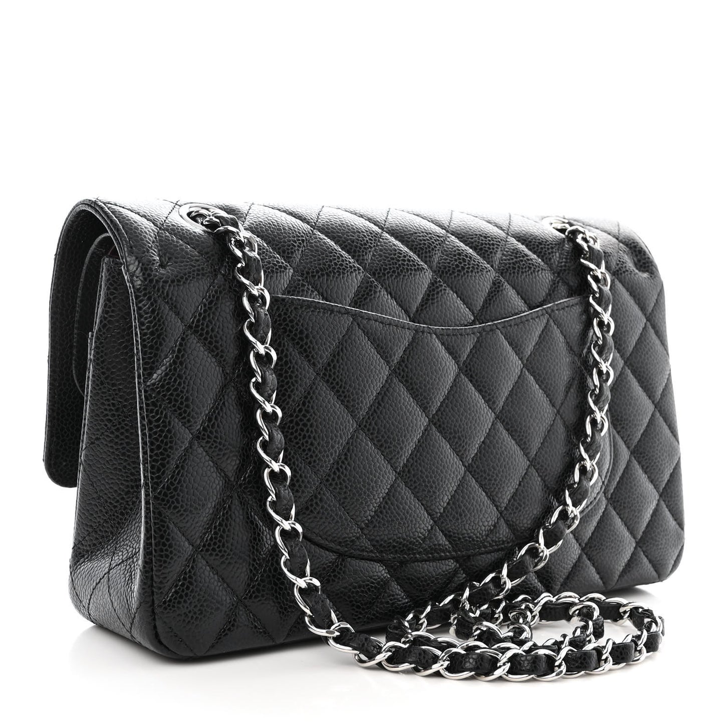 Caviar Quilted Medium Double Flap Black