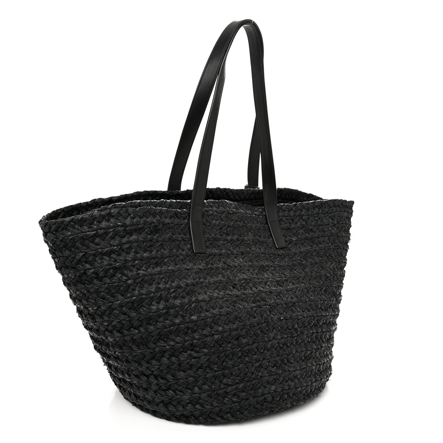 Raffia Medium Panier Bag Black