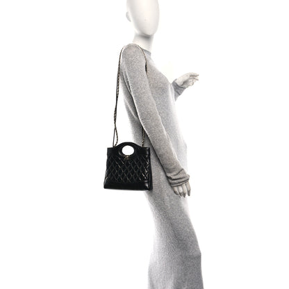 Chanel Shiny Crumpled Calfskin Quilted Mini 31 Shopping Bag Black 2 of 10