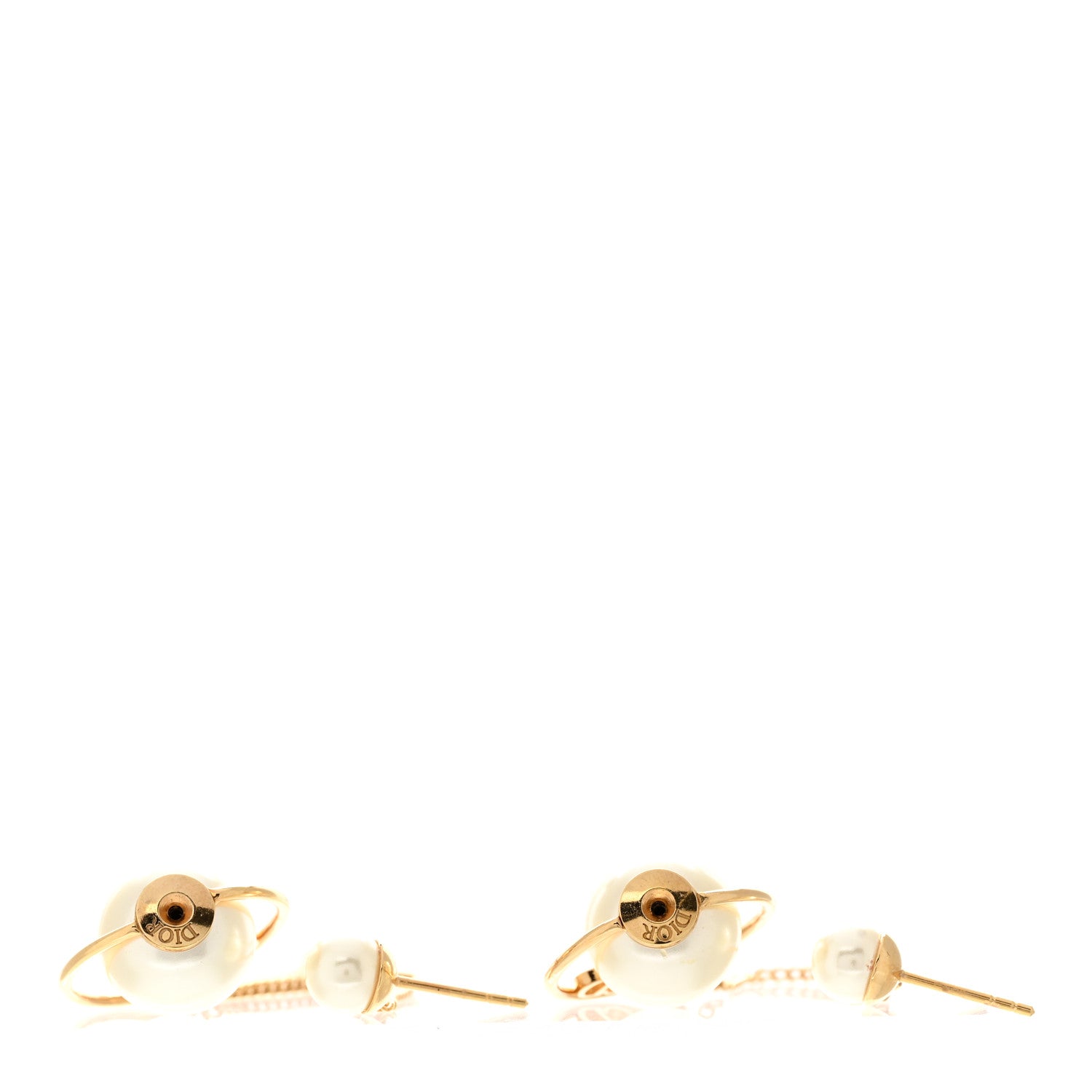 Christian Dior Pearl Tribales Dangle Chain Earrings Gold 3 of 6