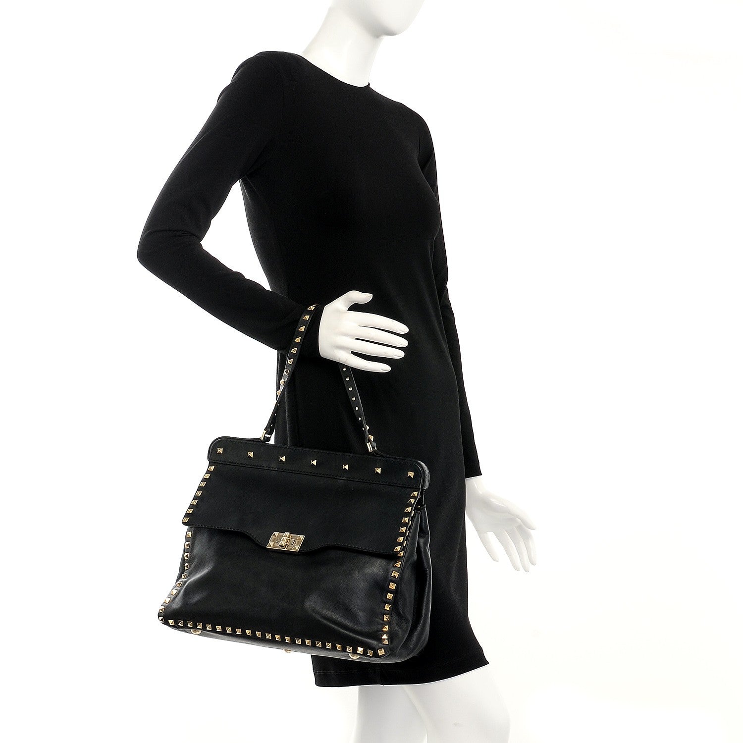 Valentino Garavani Nappa Rockstud Frame Handle Bag Black 2 of 12