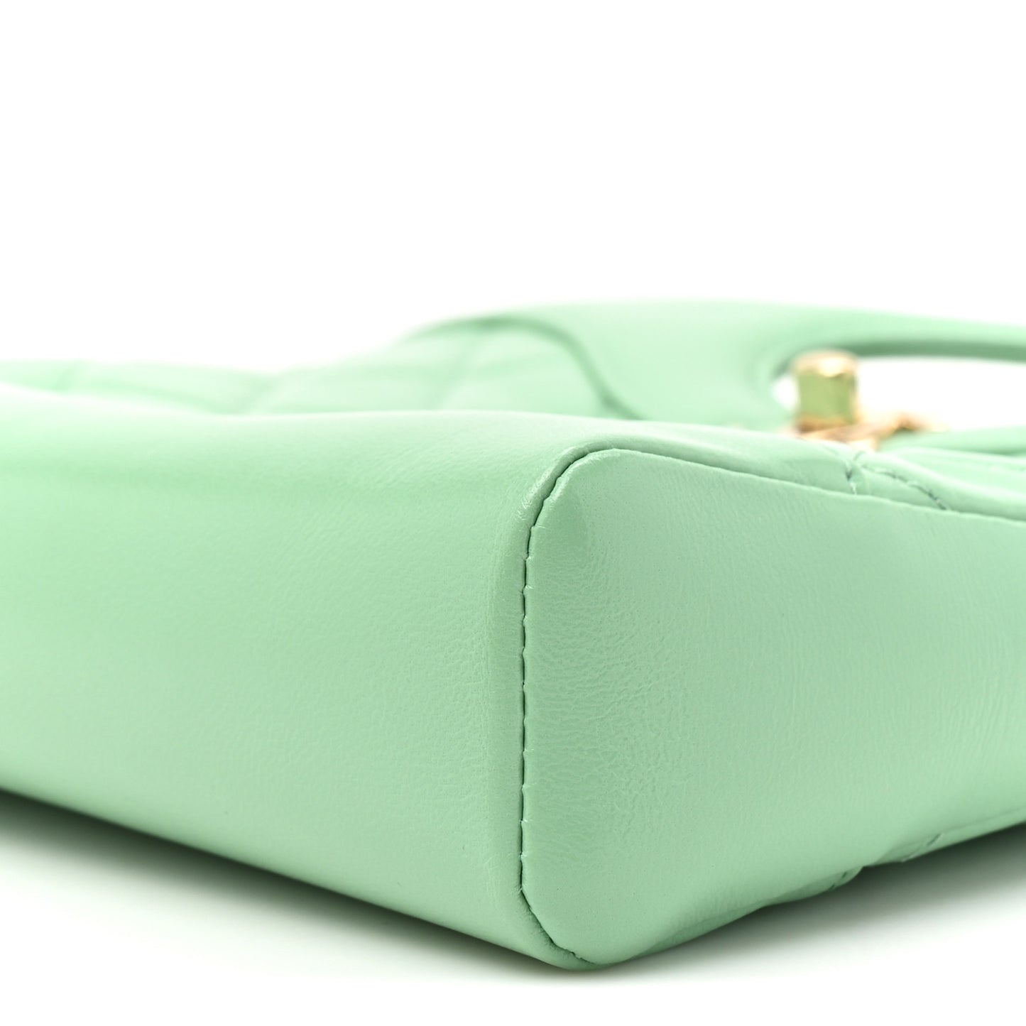 Shiny Lambskin Quilted Mini 31 Shopping Bag Light Green
