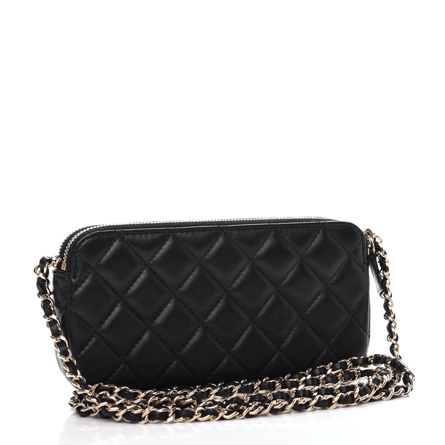 Chanel Lambskin Quilted Small Clutch With Chain Black 3 of 15