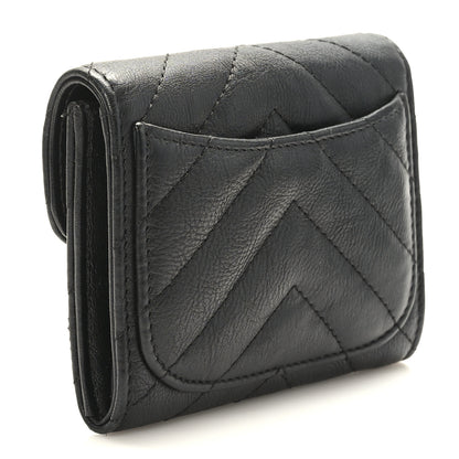 Chanel Sheepskin Chevron Quilted Reissue Card Holder Wallet Black 3 of 9