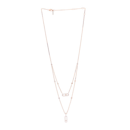 Messika 18K Rose Gold Diamond 2 Row Move Uno Pave Necklace 3 of 5