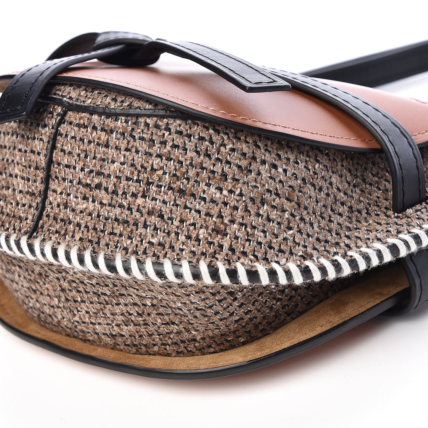 Calfskin Tweed Small Gate Crossbody Bag Tan