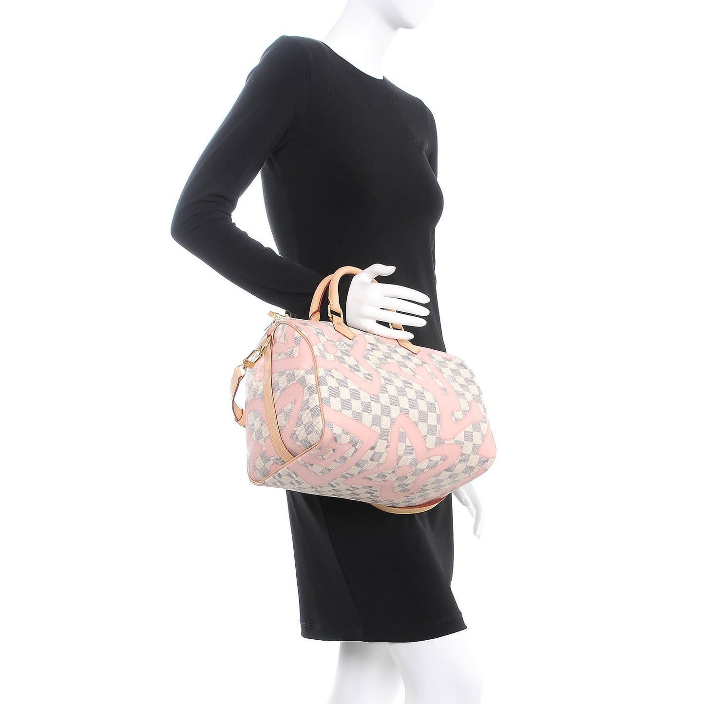 Damier Azur Tahitienne Speedy Bandouliere 30 Rose Ballerine