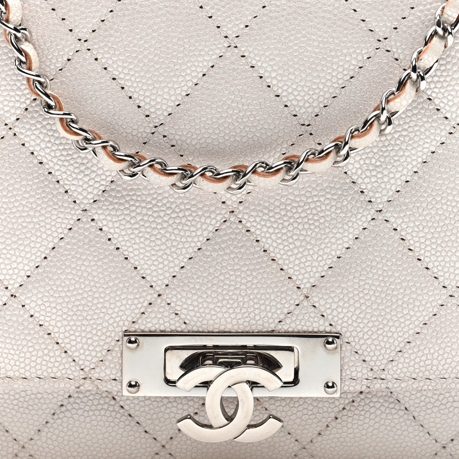 Chanel Iridescent Caviar Quilted Golden Class Wallet On Chain WOC White 7 of 9
