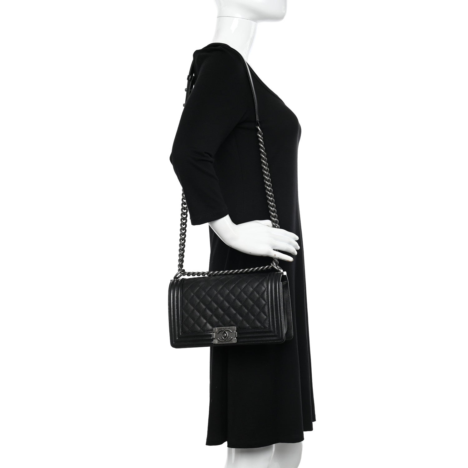 Chanel Caviar Quilted Medium Boy Flap Black 2 of 11