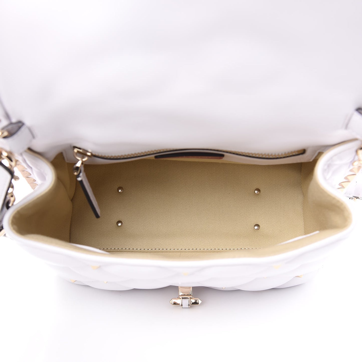 Lambskin VLTN Print Candystud Top Handle Bag Optic White Black