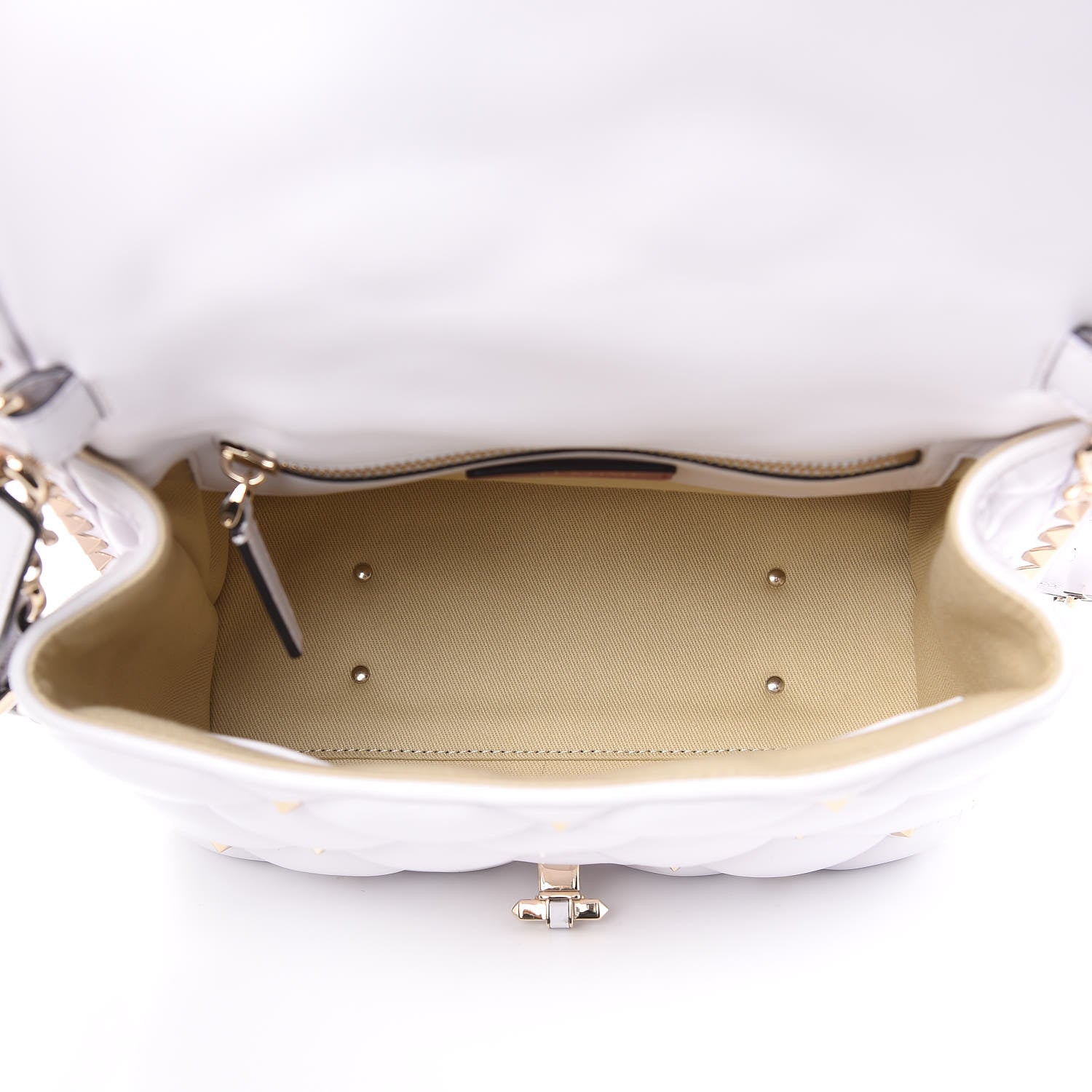 Valentino Garavani Lambskin VLTN Print Candystud Top Handle Bag Optic White Black 5 of 9