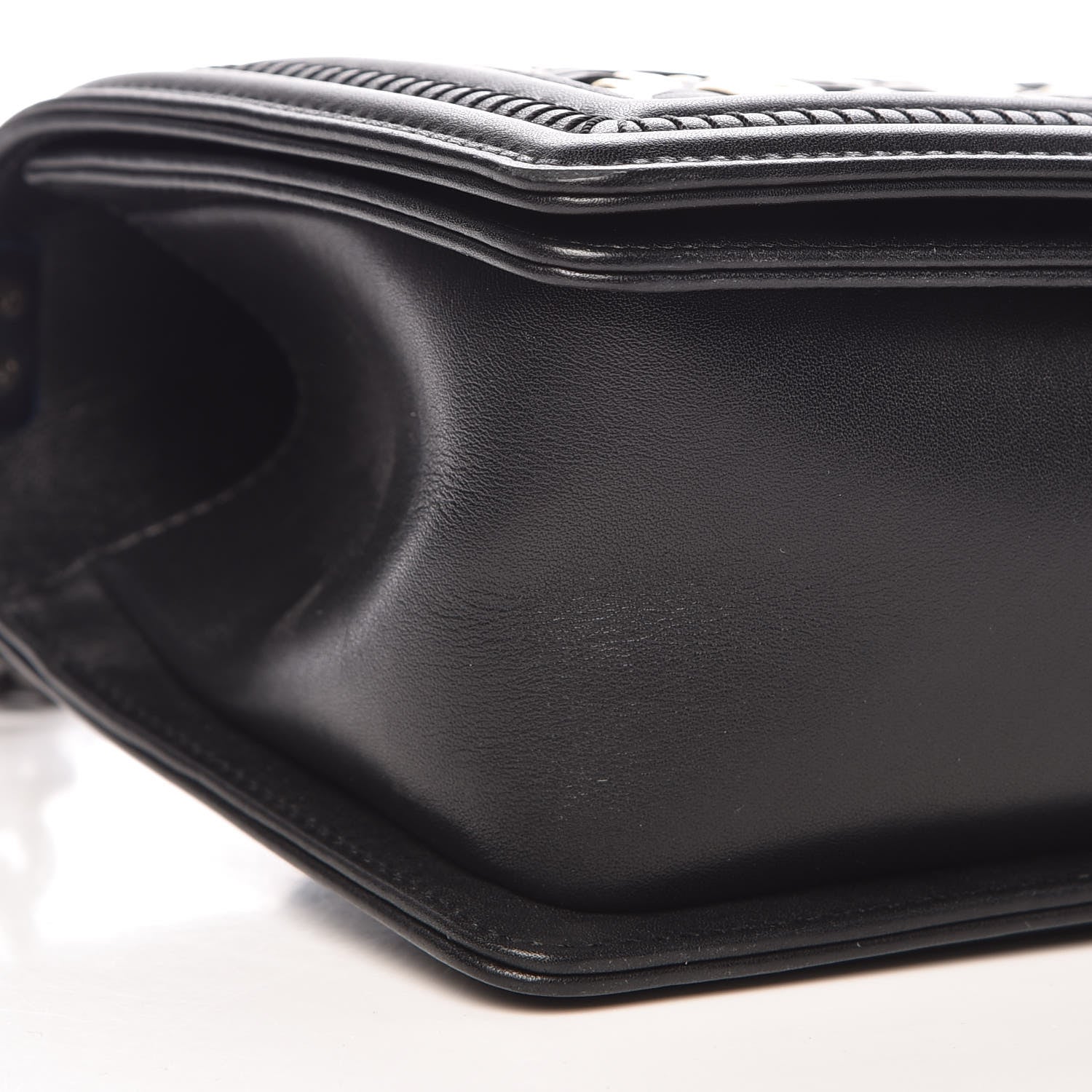 Chanel Calfskin Woven Medium Boy Flap Black White 8 of 9