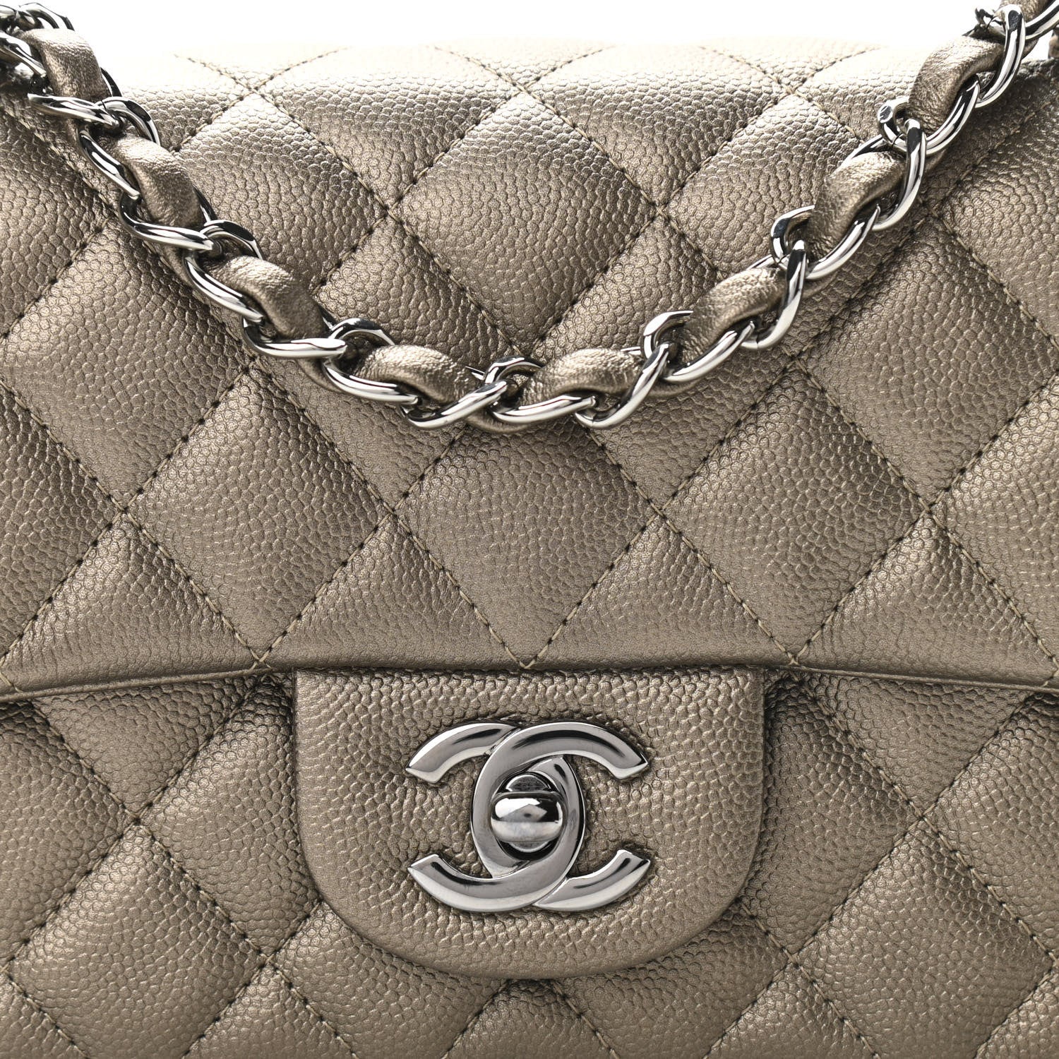 Chanel Iridescent Caviar Quilted Mini Rectangular Flap Bronze 12 of 13