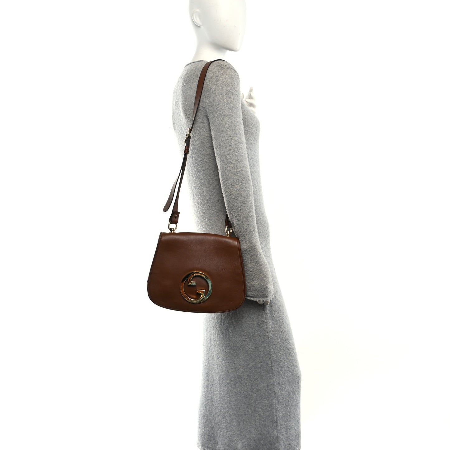 Roxy Calfskin Web Medium Blondie Shoulder Flap Bag Cuir