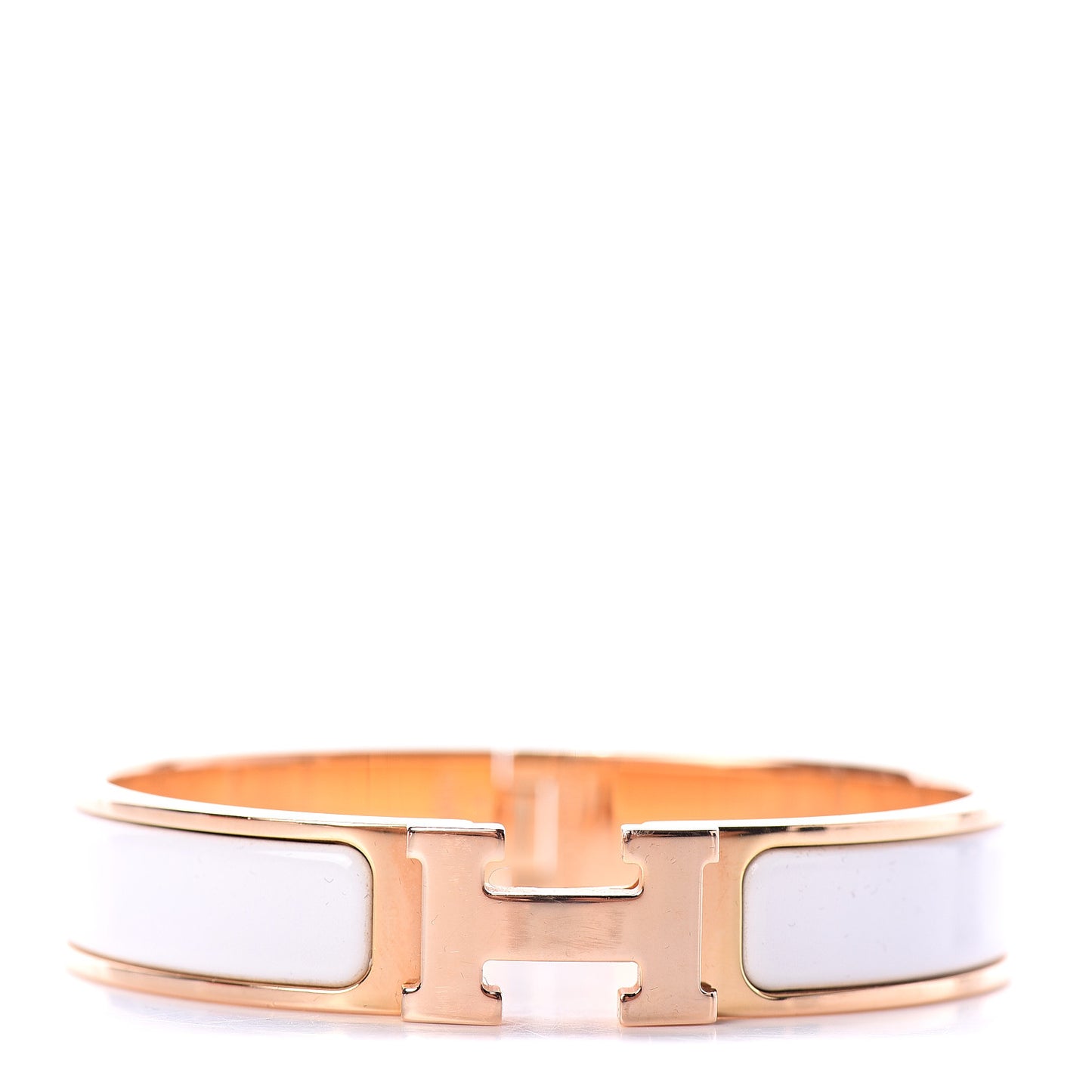 Enamel Narrow Clic Clac H Bracelet PM White