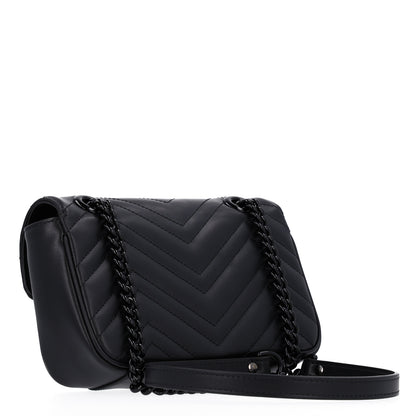 Gucci Calfskin Matelasse Monochrome Mini GG Marmont Shoulder Bag Black 3 of 10