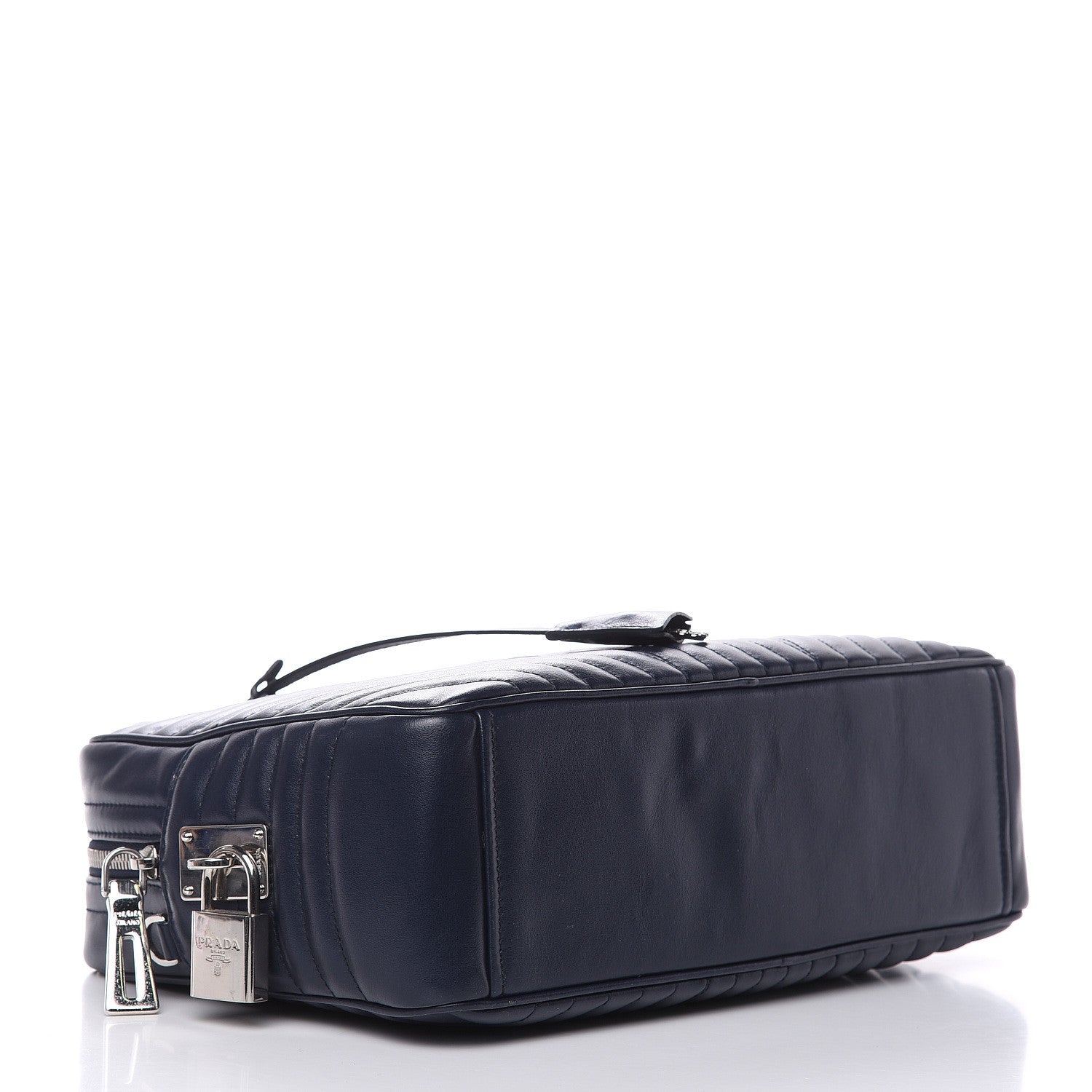 Prada Soft Calfskin Impunture Diagramme Large Top Handle Bag Baltico 4 of 10