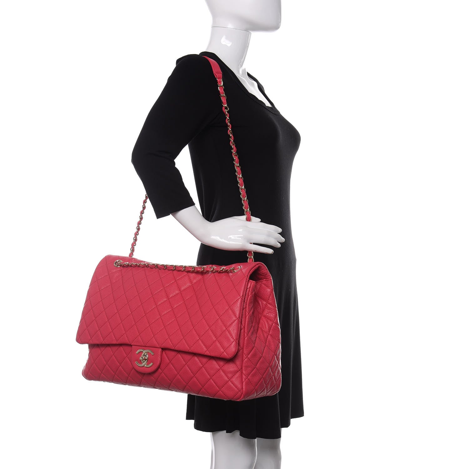 Chanel Calfskin Quilted XXL Travel Flap Bag Dark Pink 2 of 10