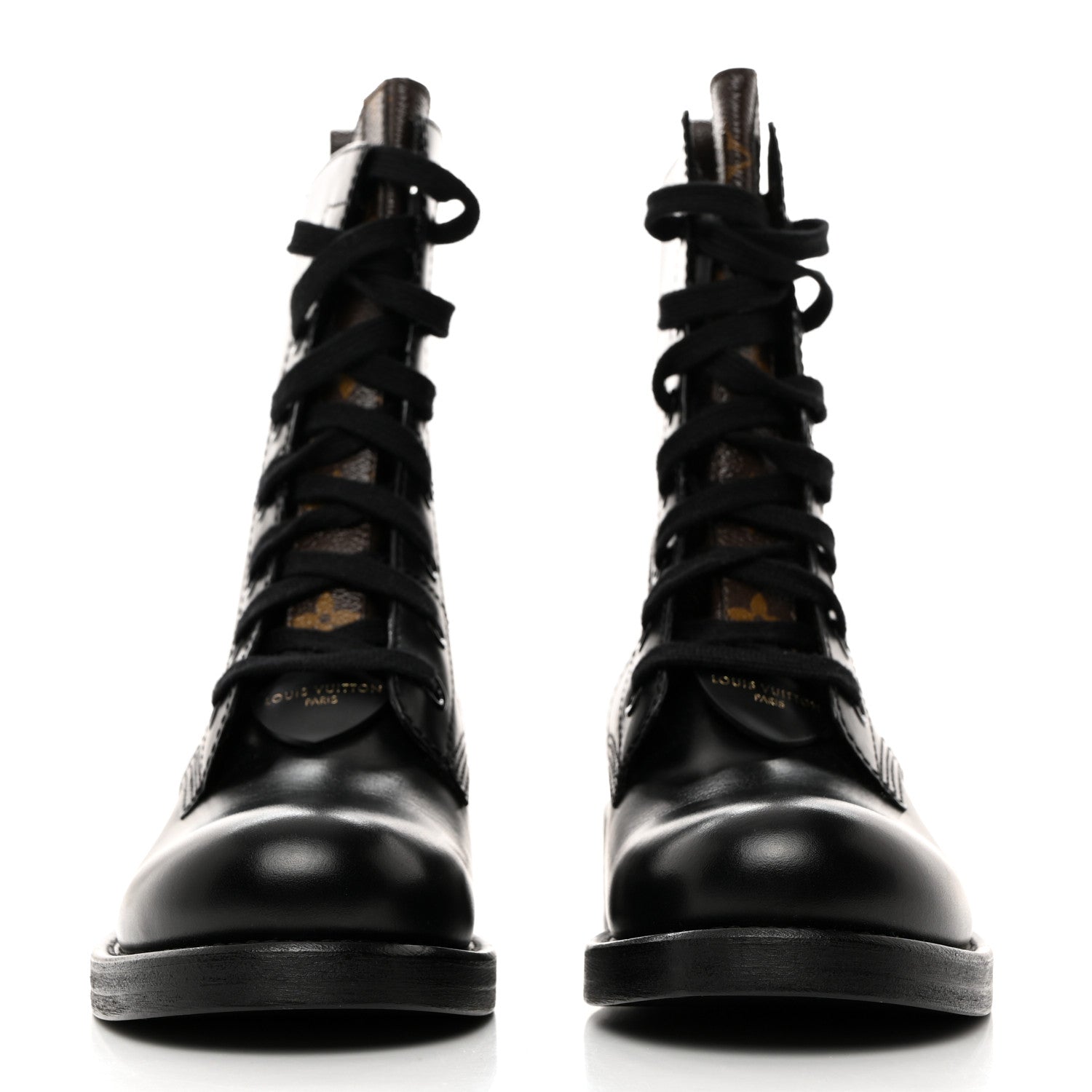 Louis Vuitton Calfskin Monogram Metropolis Flat Ranger Boots 38.5 Black 2 of 9