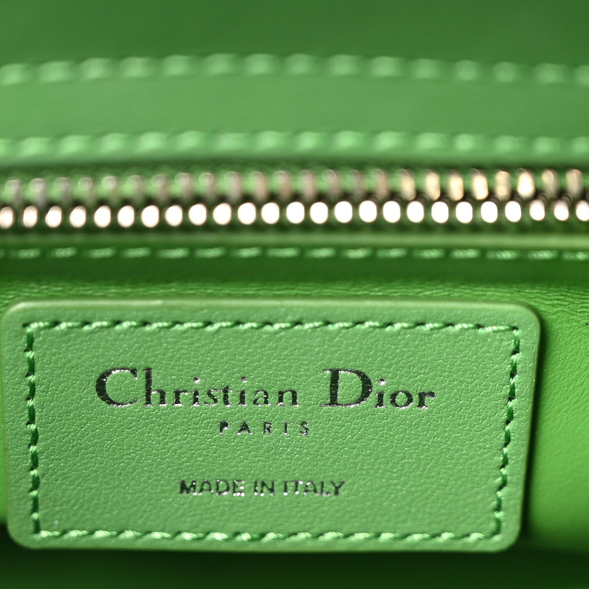Lambskin Clover Allover Embroidered Small Lady Dior Shamrock Green