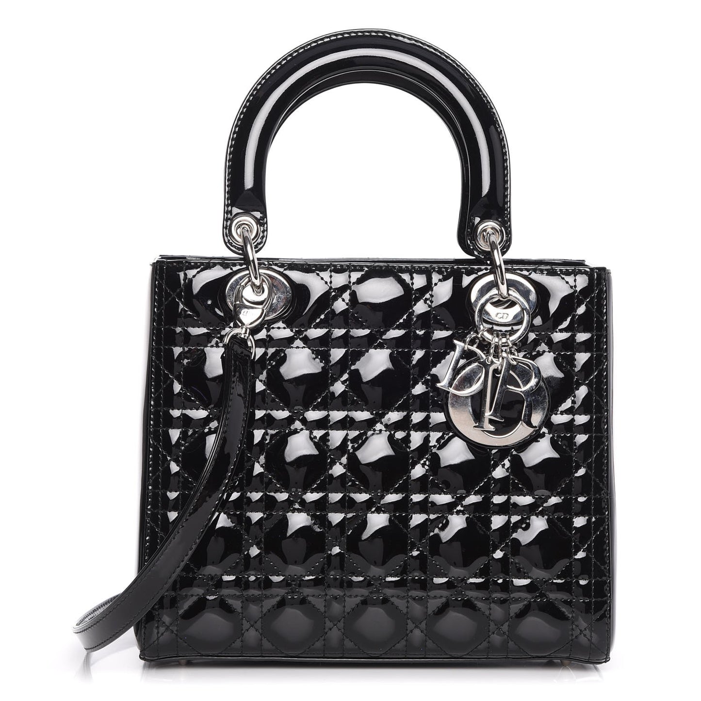 Patent Cannage Medium Lady Dior Black