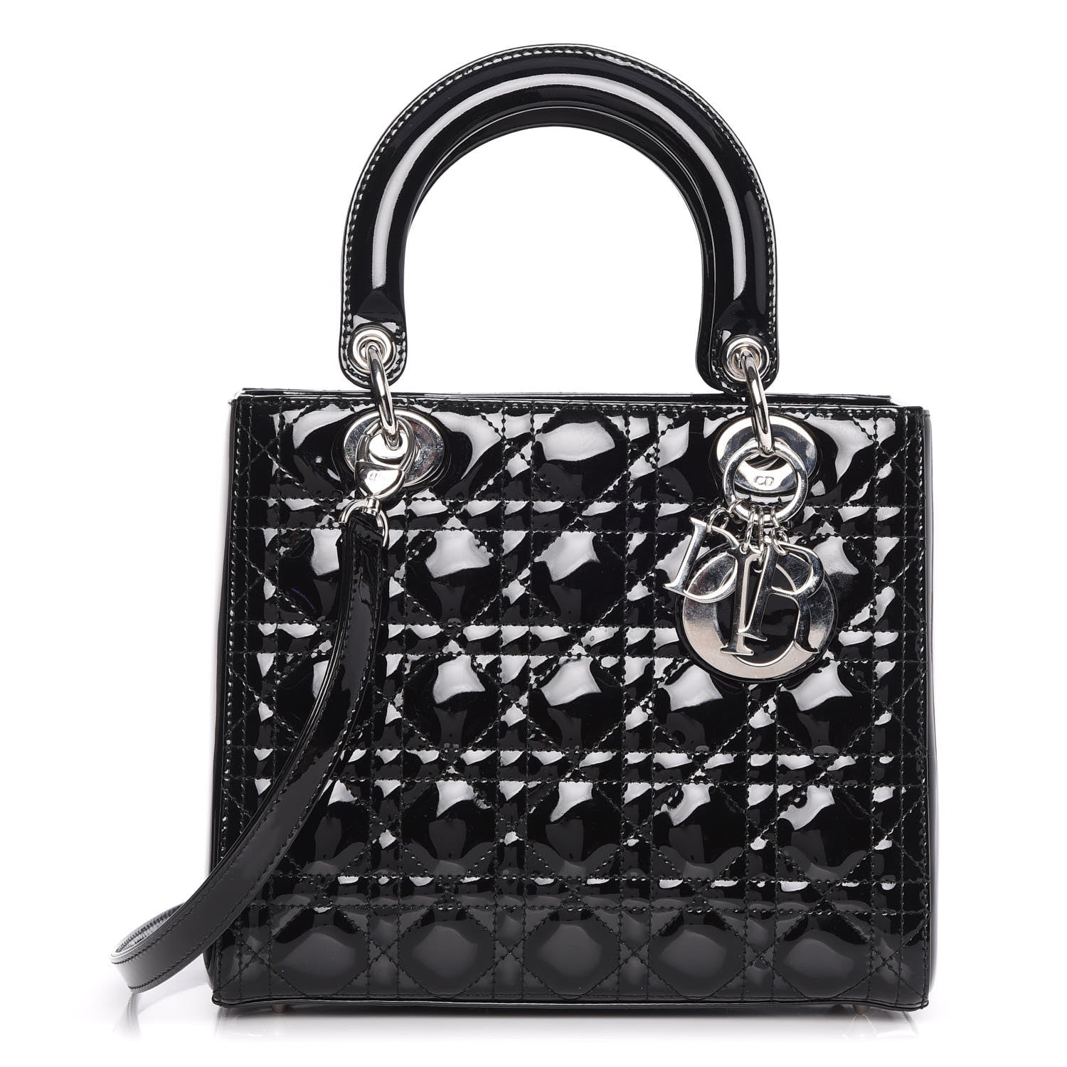 Christian Dior Patent Cannage Medium Lady Dior Black 1 of 7