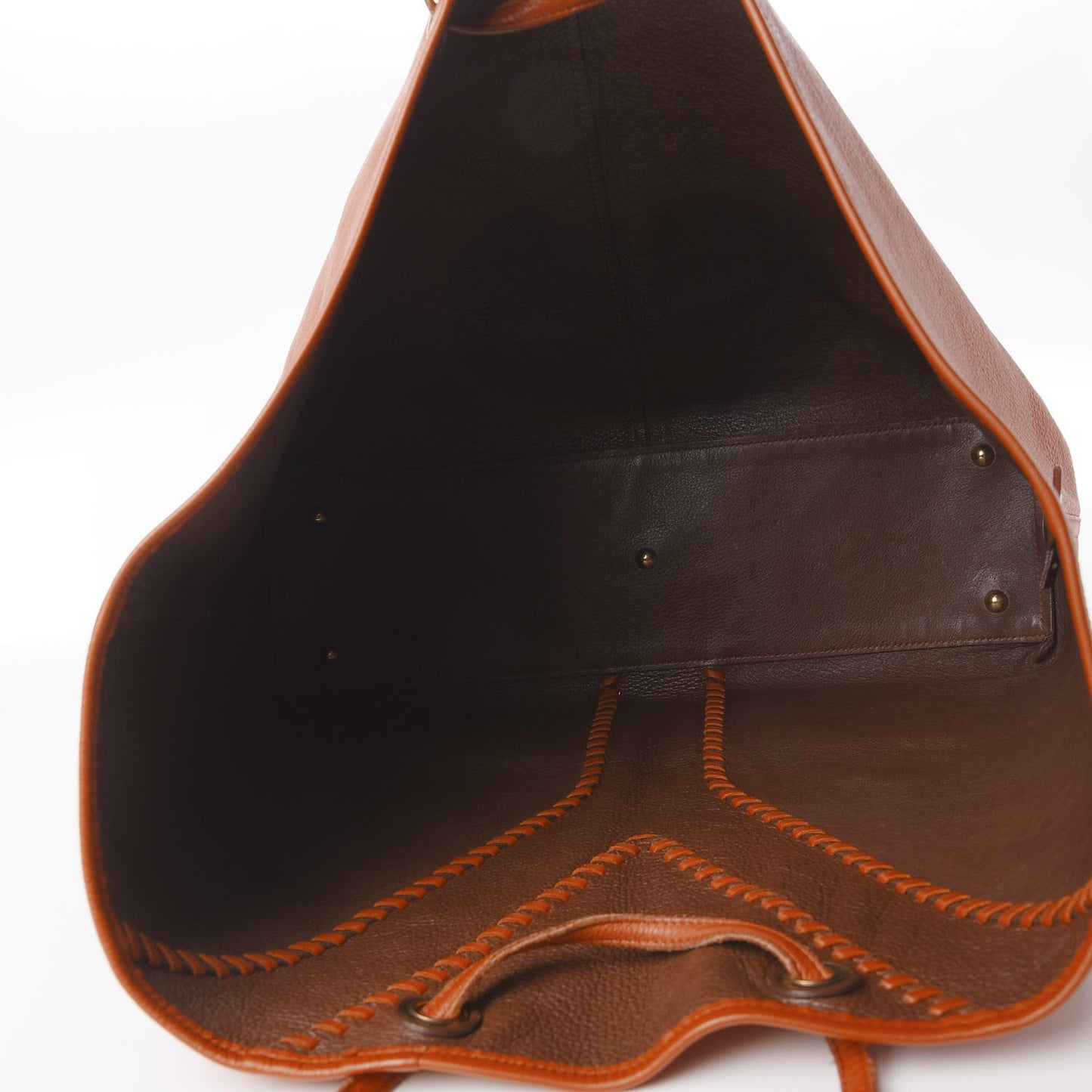 Calfskin Medium Neo Double Reversible Tote Orange Brown