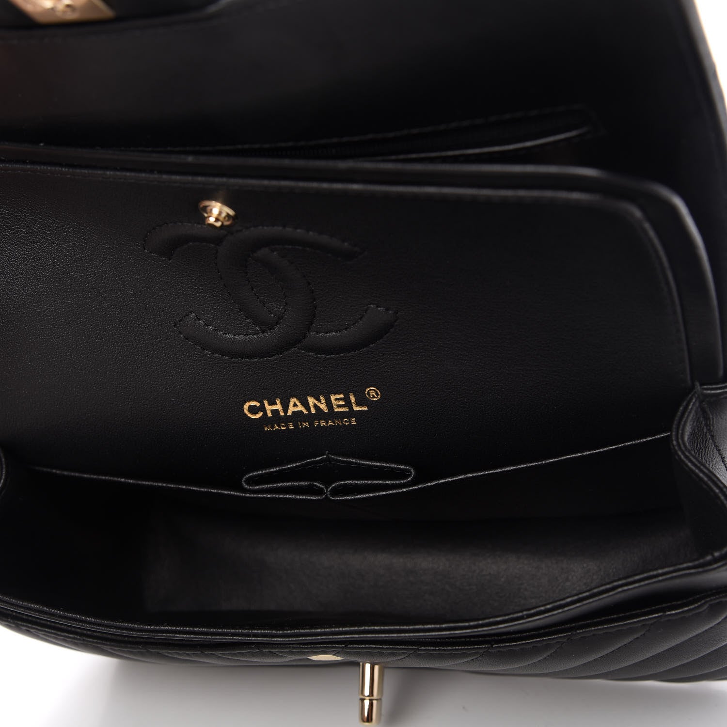 Chanel Lambskin Chevron Quilted Small Double Flap Black 5 of 11