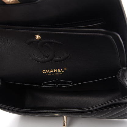 Chanel Lambskin Chevron Quilted Small Double Flap Black 5 of 11