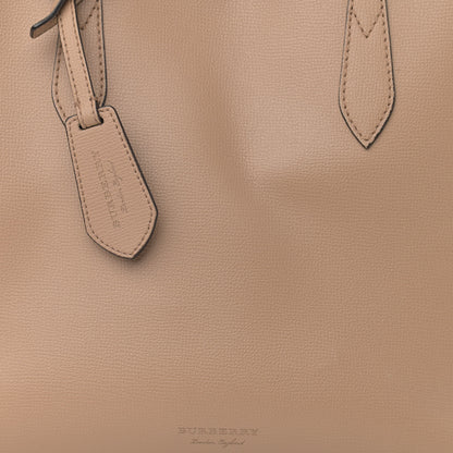 Burberry Grainy Calfskin Haymarket Check Medium Reversible Tote Camel 8 of 28