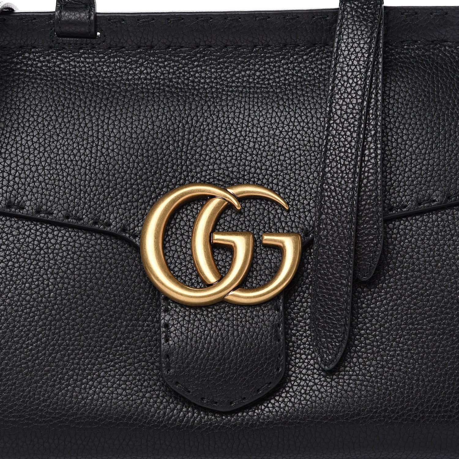 Gucci Calfskin Small GG Marmont Top Handle Bag Black 7 of 10