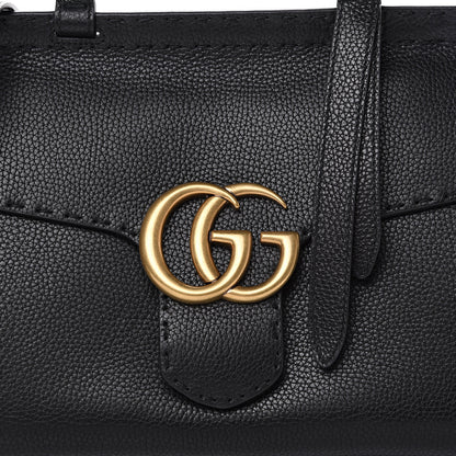 Gucci Calfskin Small GG Marmont Top Handle Bag Black 7 of 10