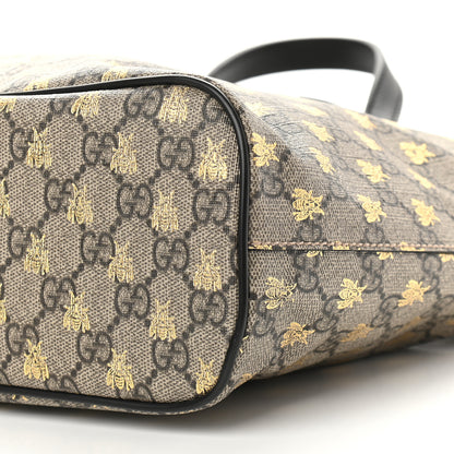 Gucci Soft GG Supreme Monogram Bees Small Crossbody Tote Beige Oro Black 9 of 9