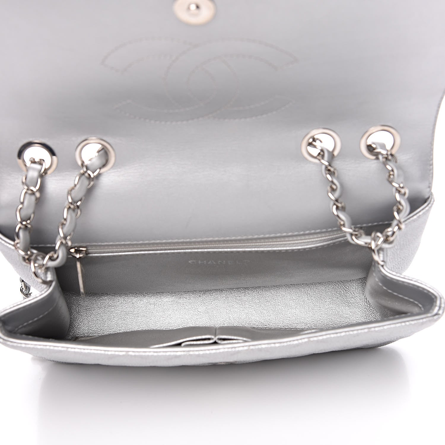 Chanel Metallic Caviar Quilted Medium CC Filigree Flap Silver 5 of 12