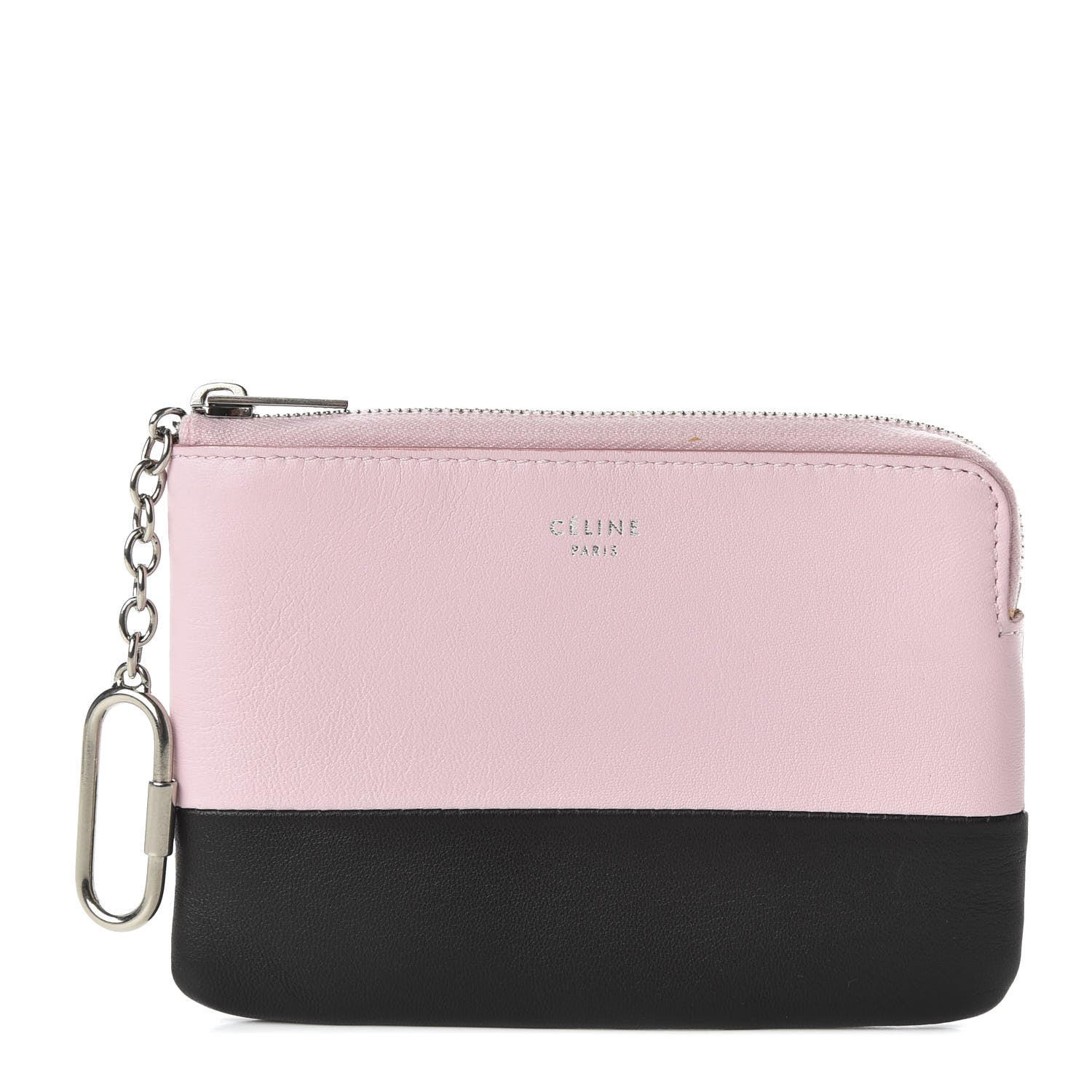 Celine Lambskin Bi-Color Solo Coin Card Case Pale Pink Espresso 1 of 8