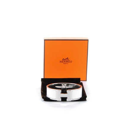Hermes Enamel Wide Clic Clac H Bracelet GM White 5 of 5