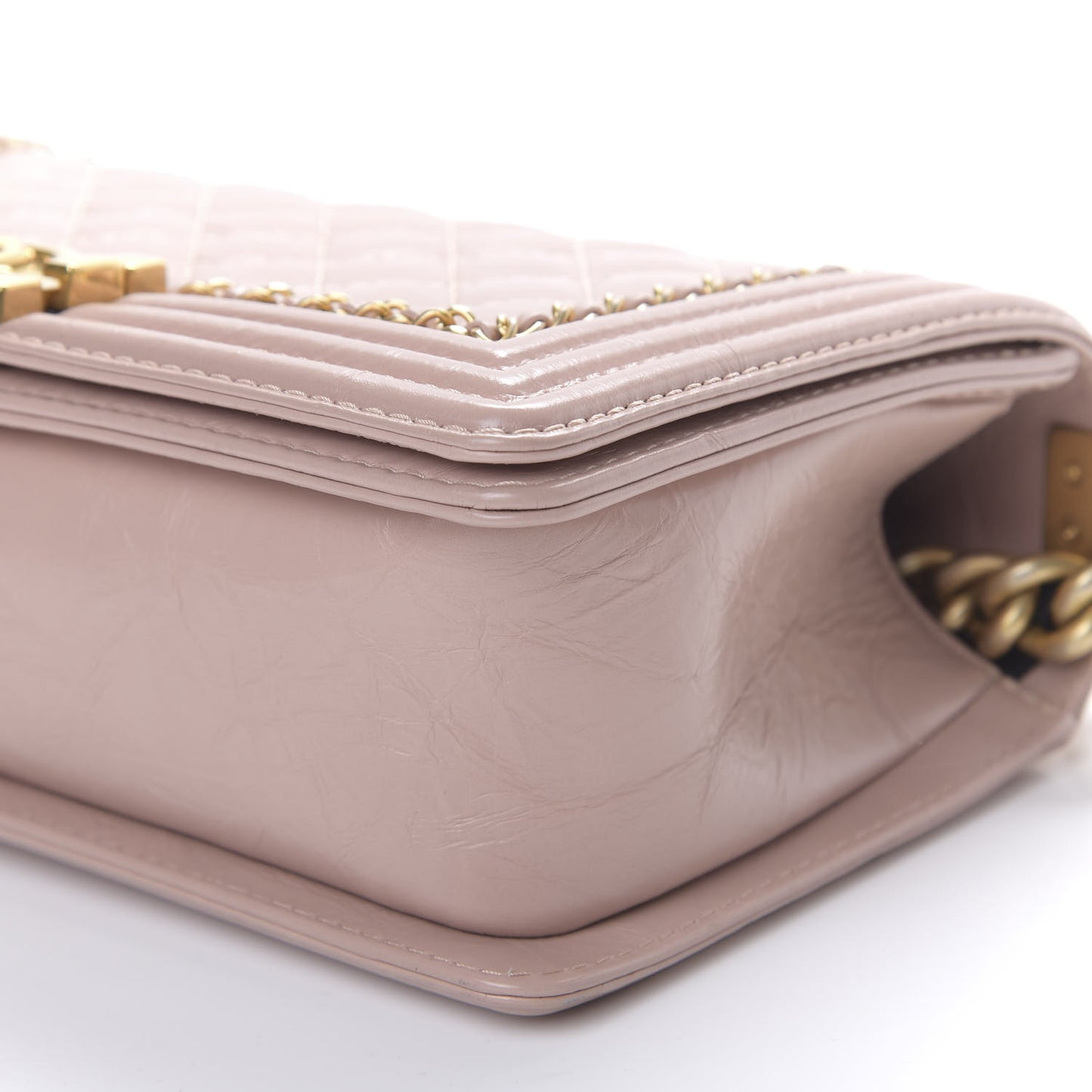 Aged Calfskin Quilted Medium Jacket Boy Flap Pink