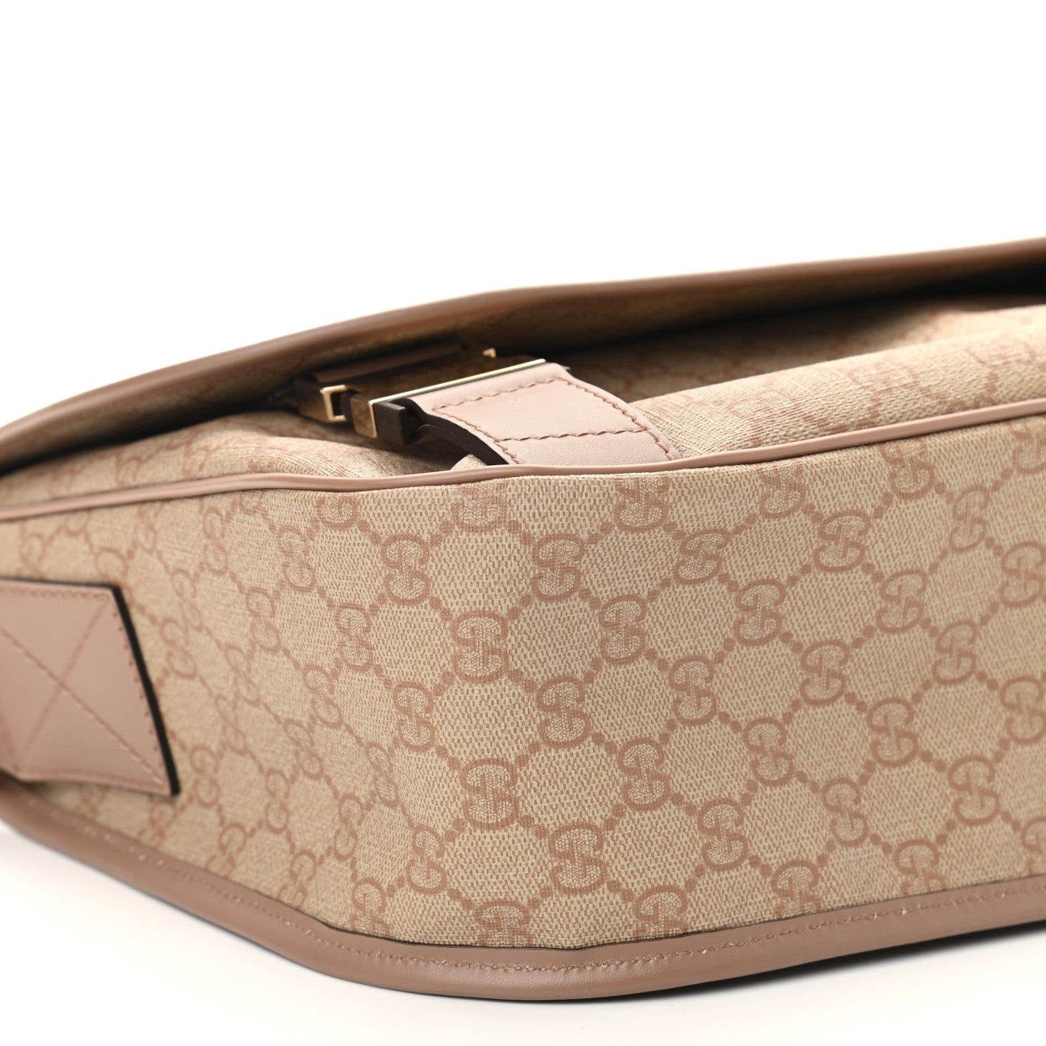 Gucci GG Plus Monogram Medium Double Buckle Flap Messenger Bag Pink 9 of 10