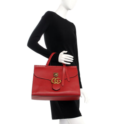Gucci Calfskin Feline Medium GG Marmont Top Handle Bag Vulcanic Red 2 of 7