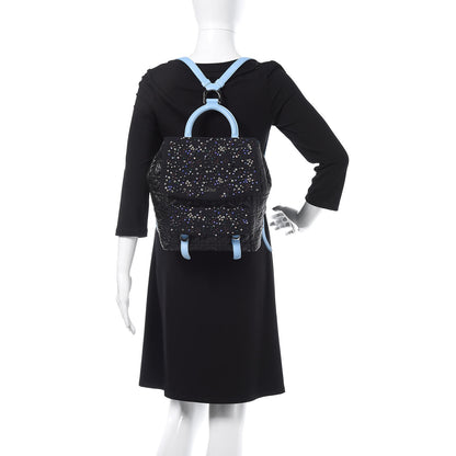 Christian Dior Lambskin Cannage Embellished Small Stardust Backpack Light Blue Black 2 of 13