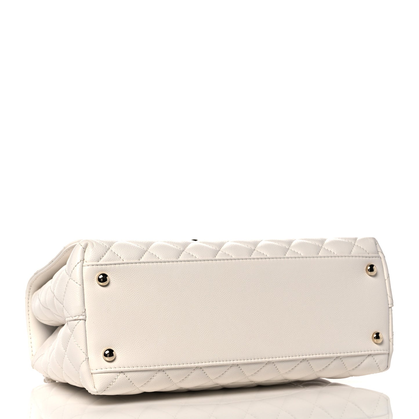 Caviar Quilted Small Coco Handle Flap White