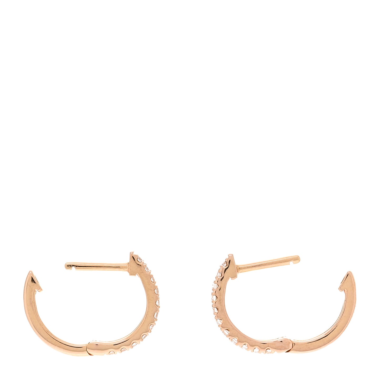 18K Rose Gold Diamond Small Huggie Earrings